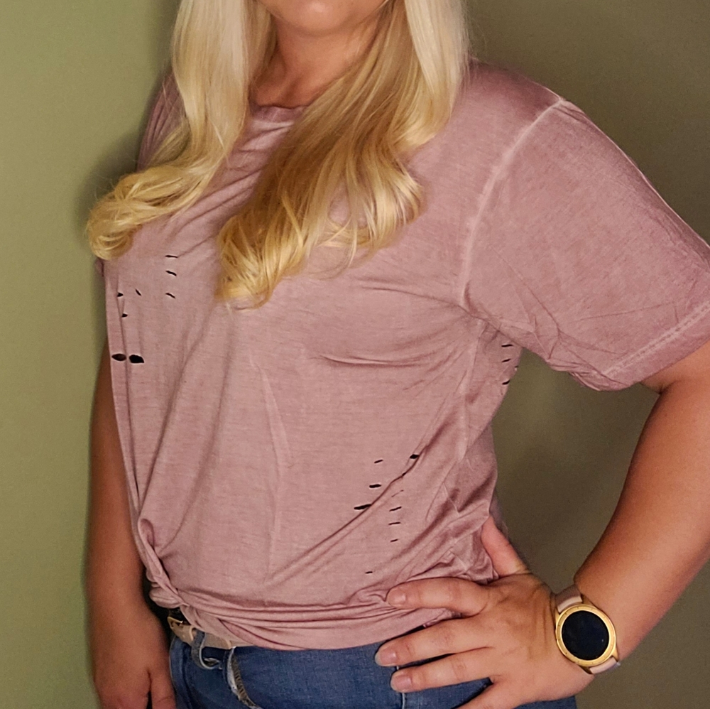 Blush Ripped Tee